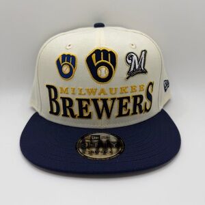 Milwaukee Brewers New Era 9Fifty Snapback Adjustable Hat Cap MLB Multiple Logos